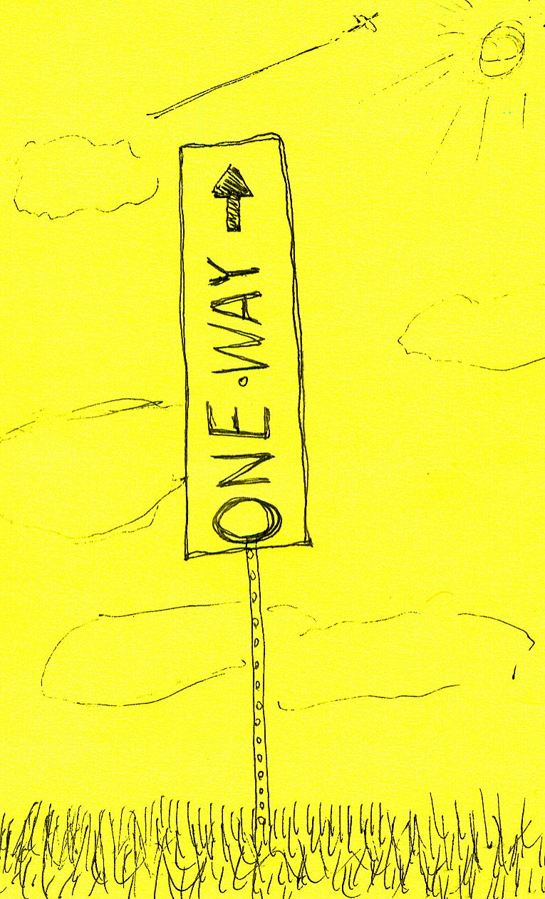 one way sign points up